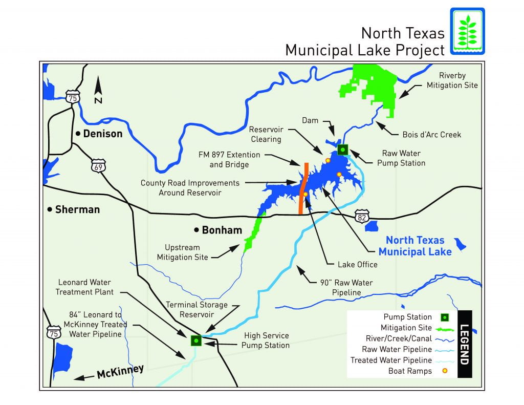 Map of North Texas Municipal Lake