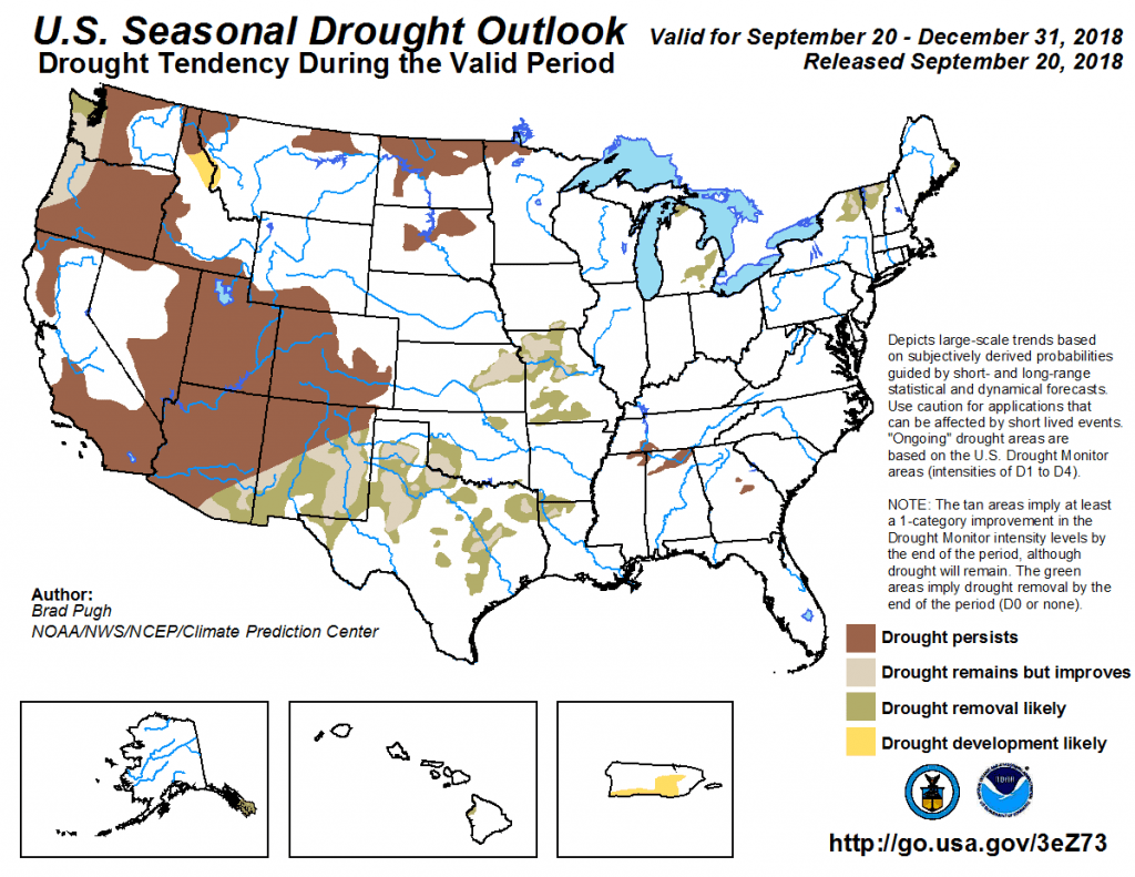 Figure 9: The U.S. Seasonal Drought Outlook for August 16 through December 31, 2018 [source].