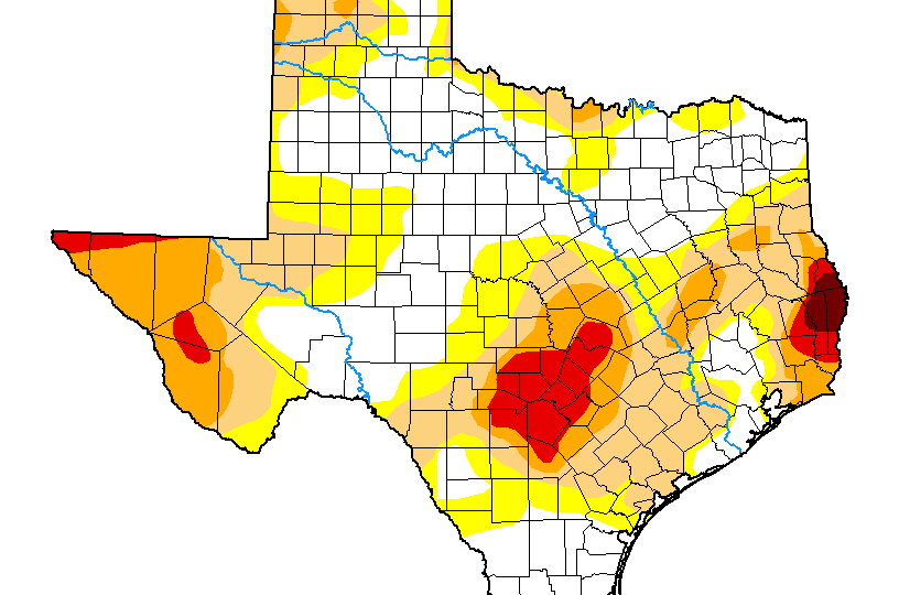 outlook+water: Drought improvements continue, drought blazes in Central and Far West Texas, and El Niño may end early